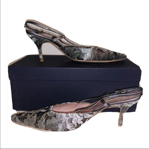 Prada Argento silver sling back size 36.5 - Picture 1 of 7